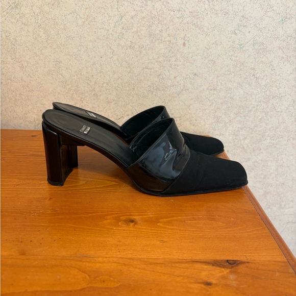 Stuart Weitzman Black Women's Heeled Mules Leather Soles Size 8 - Picture 3 of 7